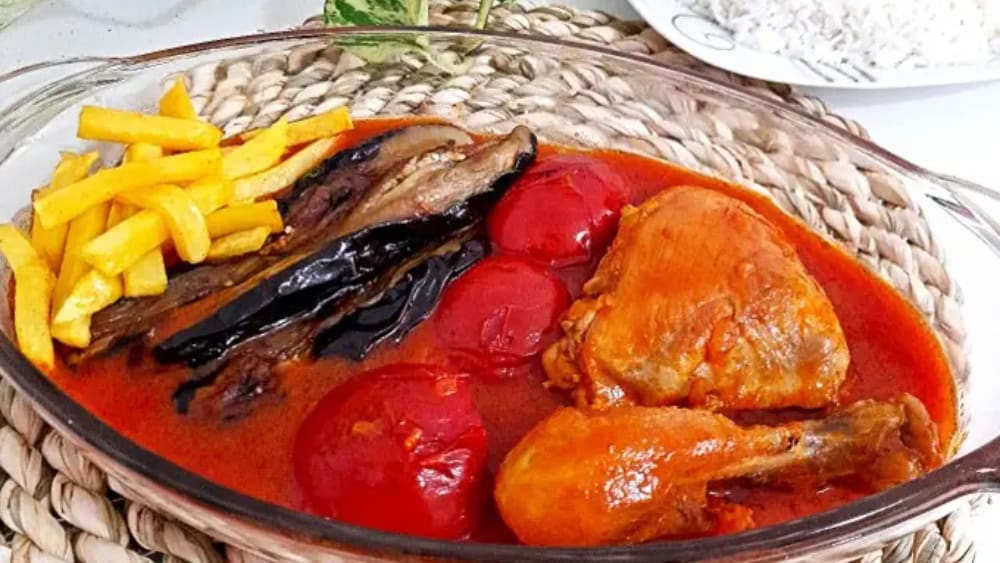 ترش کباب رشتی همراه با گوجه و بادمجان