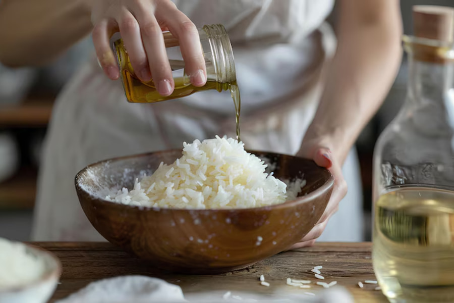 ریختن روغن داغ روی برنج شفته؛ مرتبط با برنج شفته شده را چکار کنیم
