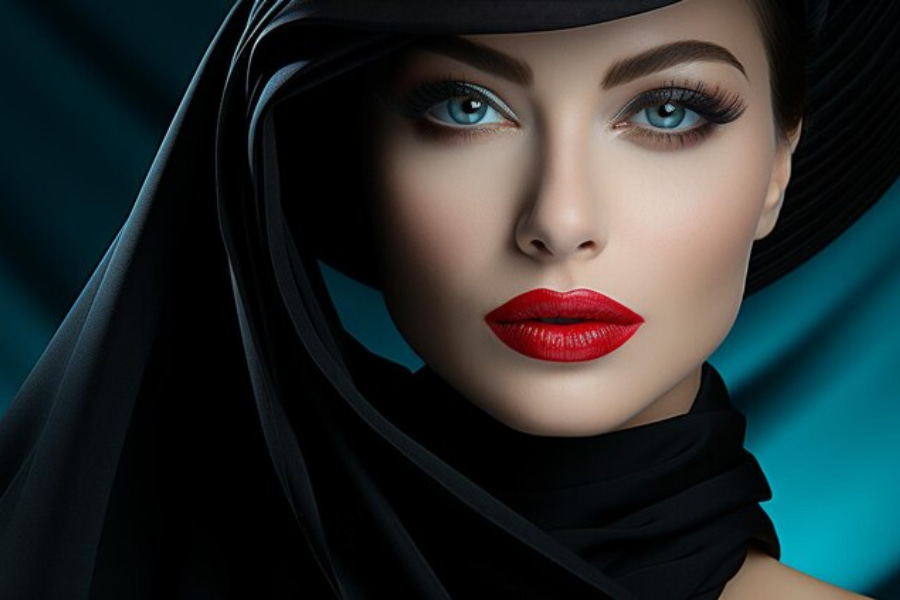 دختری جوان و زیبا با میکاپ عروسکی عربی