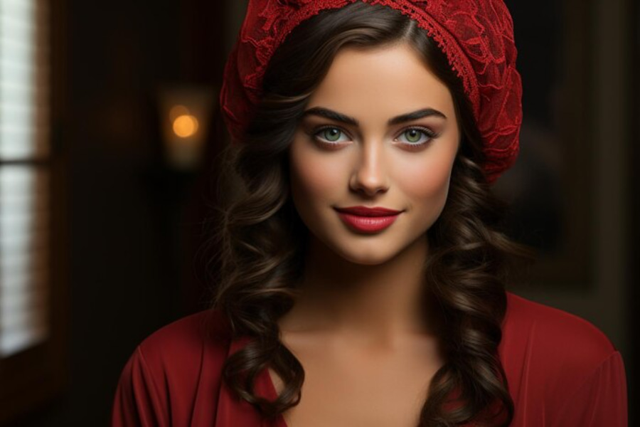 دختری زیبا و خوشحال با میکاپ روسی عروسکی