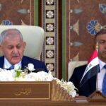 عبداللطیف رشید رئیس جمهور عراق در اجلاس اتحادیه عرب در بغداد درباره تهدید جنگ صحبت می کند