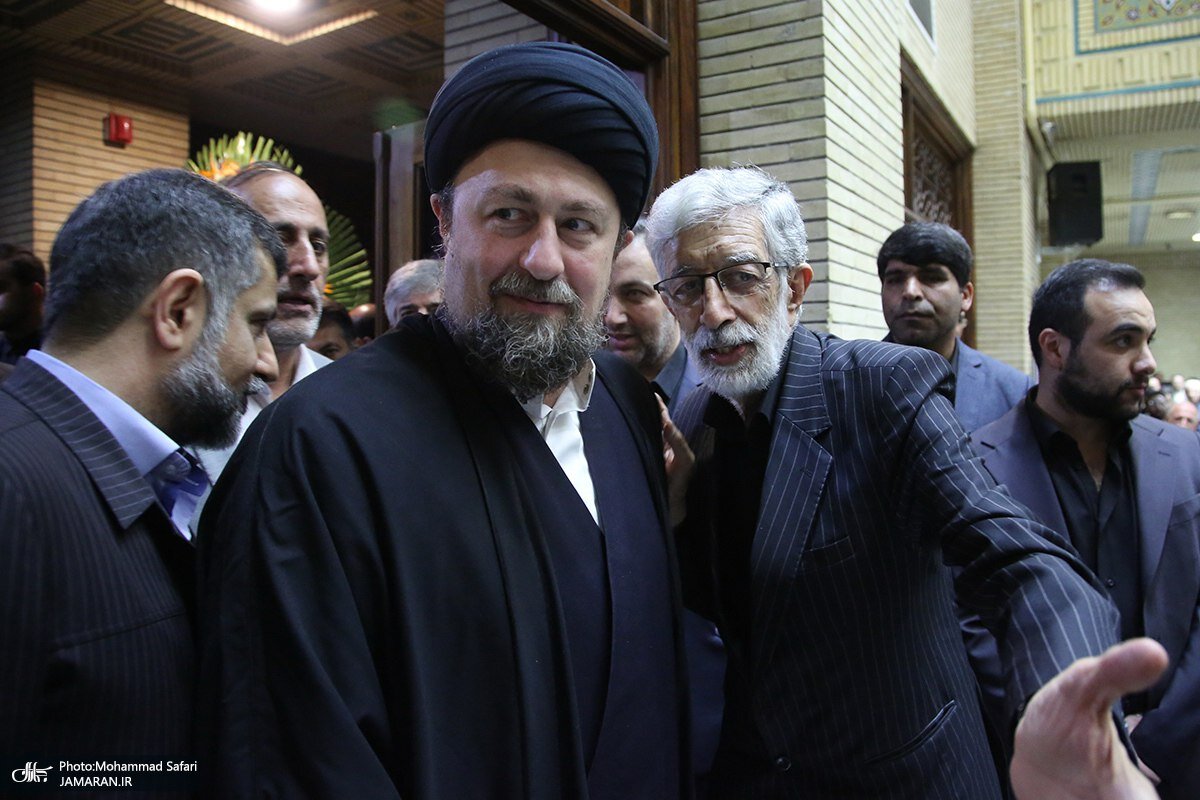 حضور کمال خرازی و مخبر و طائب و استقبال حدادعادل از سیدحسن خمینی ؛ گزارش تصویری از مراسم ختم مادر شهید حدادعادل