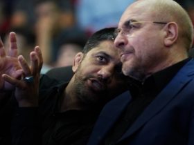 خوش و بش محمدباقر قالیباف با علیرضا دبیر در قاب تصویر